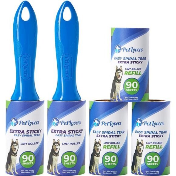 Extra Sticky Lint Roller Mega Value Set 450 Sheets for Pet Hair Removal, Dog and - Picture 1 of 6